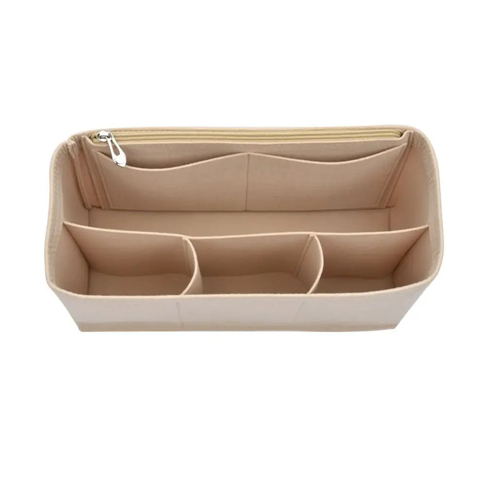 Organisateur de sac beige — vue de face sur fond blanc