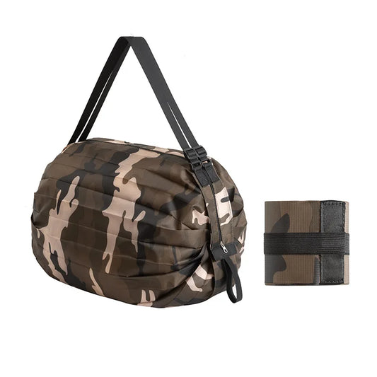 Sac cabas de course pliable — détail plié compact