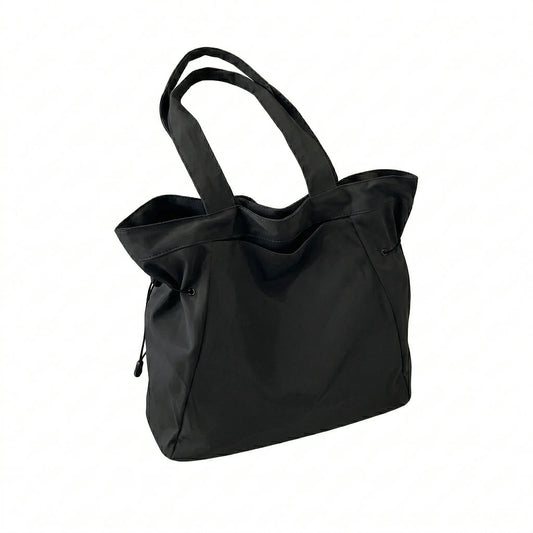 Sac cabas urbain grand format noir — vue de face sur fond blanc