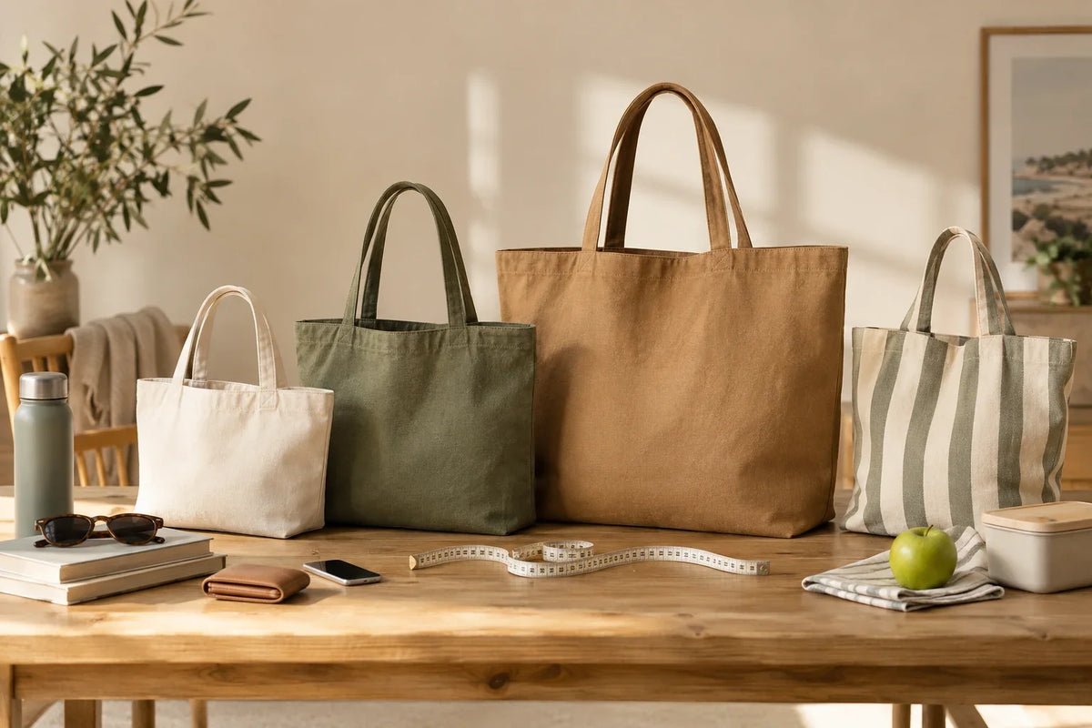 Illustration éditoriale — Quelle est la taille d'un sac cabas ? Guide des dimensions par usage Image