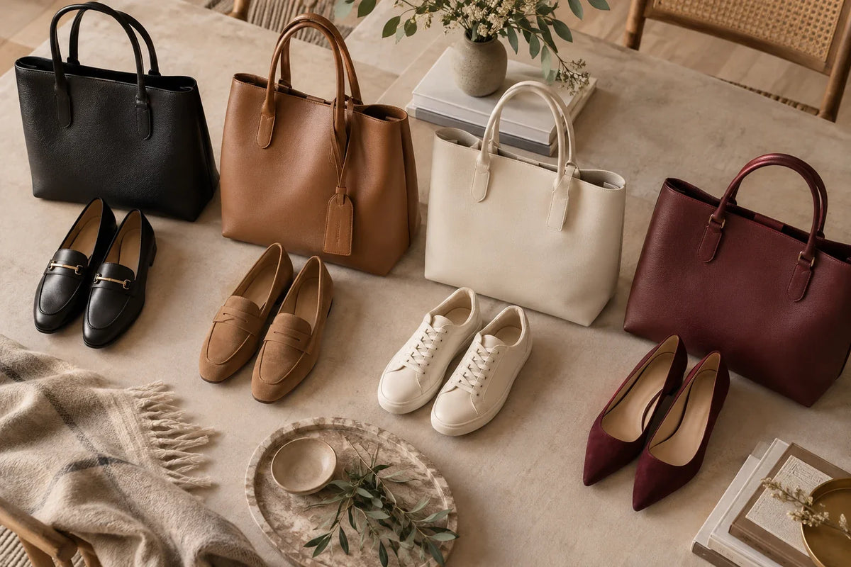 Illustration éditoriale — Idées pour assortir sac et chaussures Image
