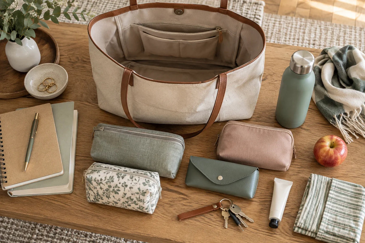 Illustration éditoriale — Comment organiser son sac cabas pour ne plus rien chercher dedans ? Image