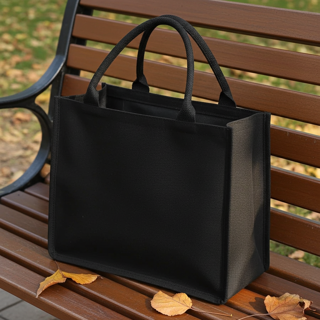 Sac cabas en toile beige posé sur banc — quelle couleur de sac va avec tout
