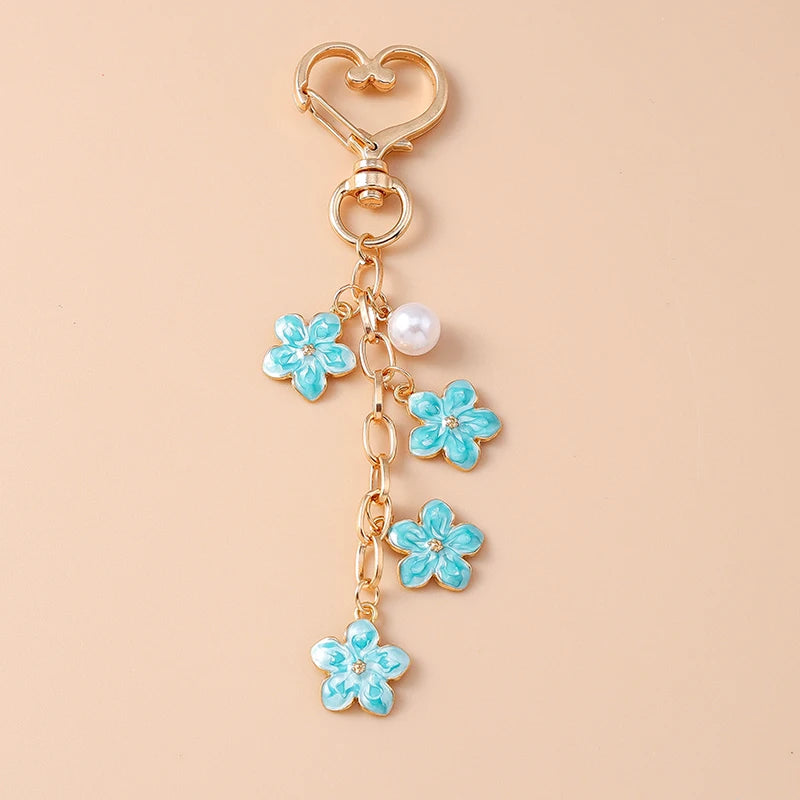 Bijou de Sac Pendentif Fleur Email Bleu