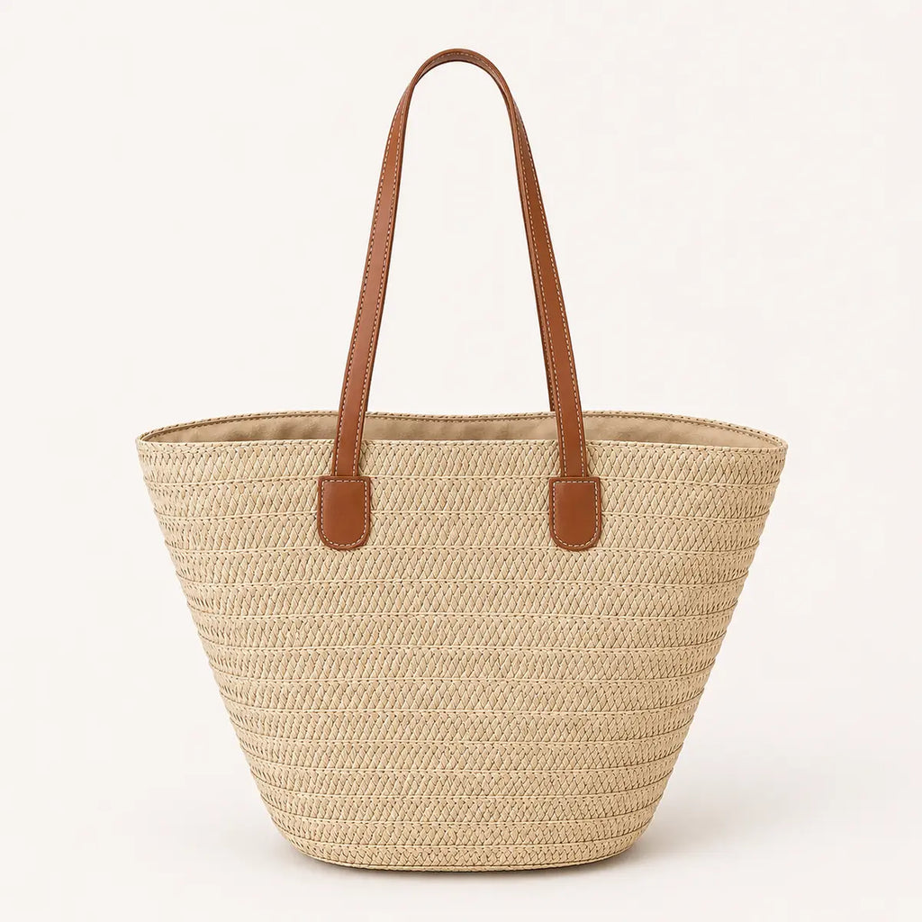 Sac cabas paille panier rigide femme