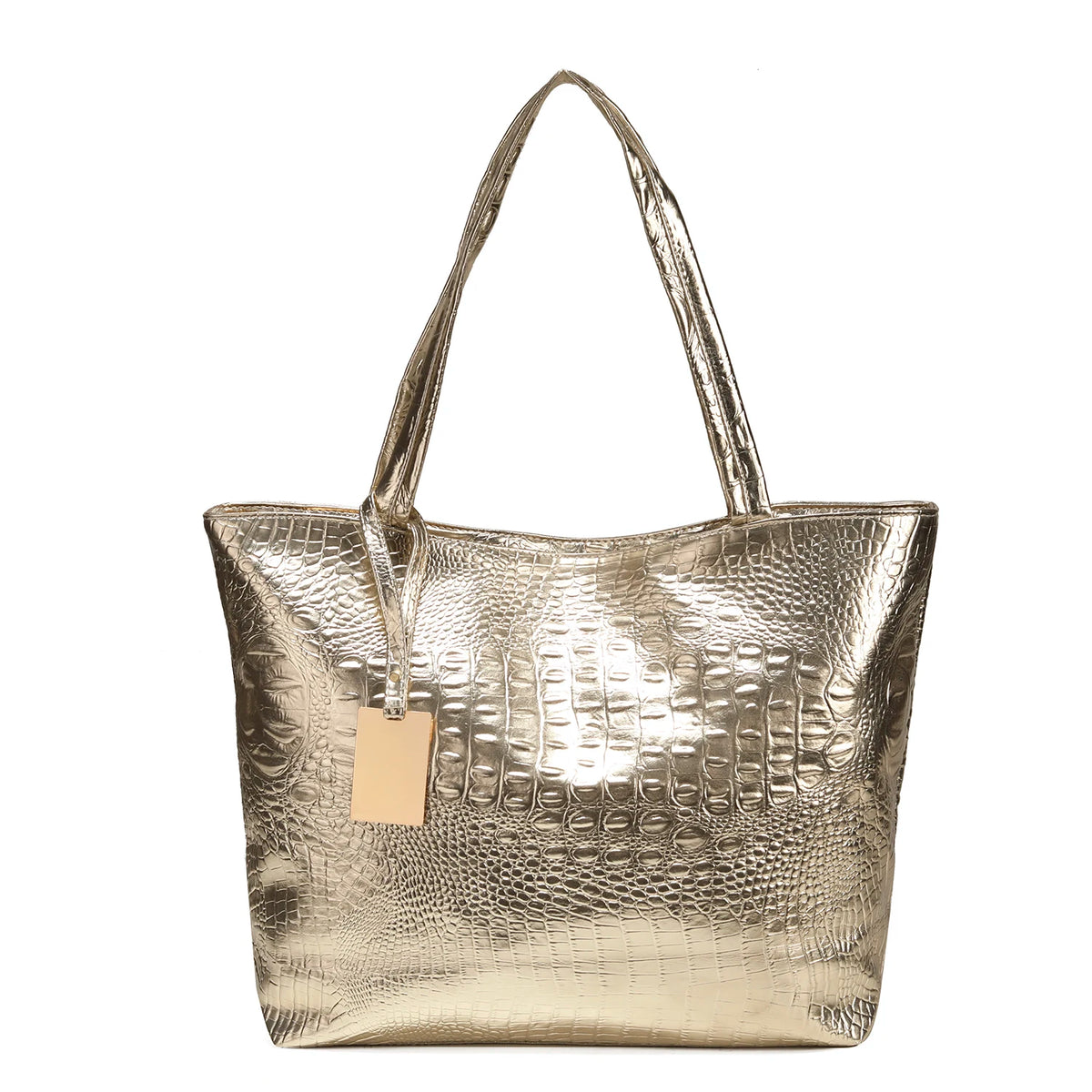 Sac cabas brillant crocodile — vue de profil