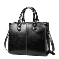 Sac cabas cuir bandoulière femme noir, vue de face
