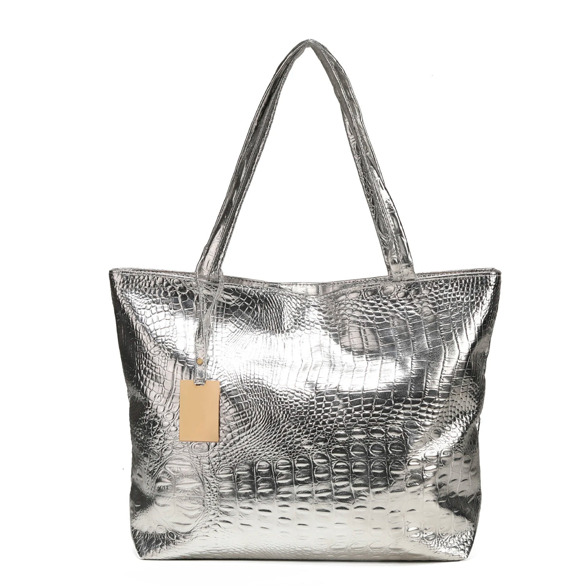 Sac cabas brillant crocodile — zoom détail matière