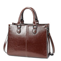 Sac cabas cuir bandoulière femme café, vue de face