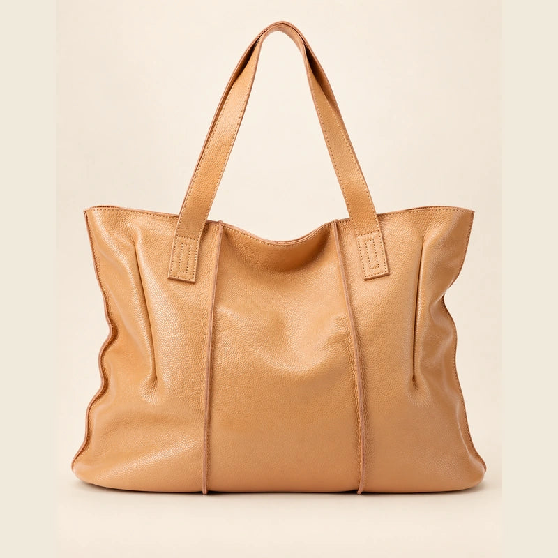 Sac cabas cuir grand format femme bronze, vue de face
