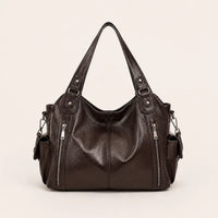 Sac cabas simili-cuir bicolore bandoulière femme