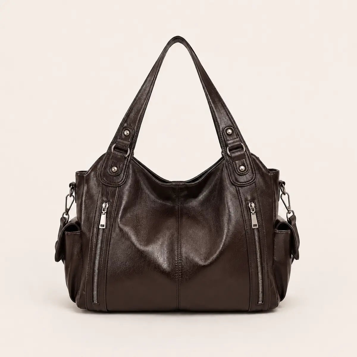 Sac cabas simili-cuir bicolore bandoulière femme