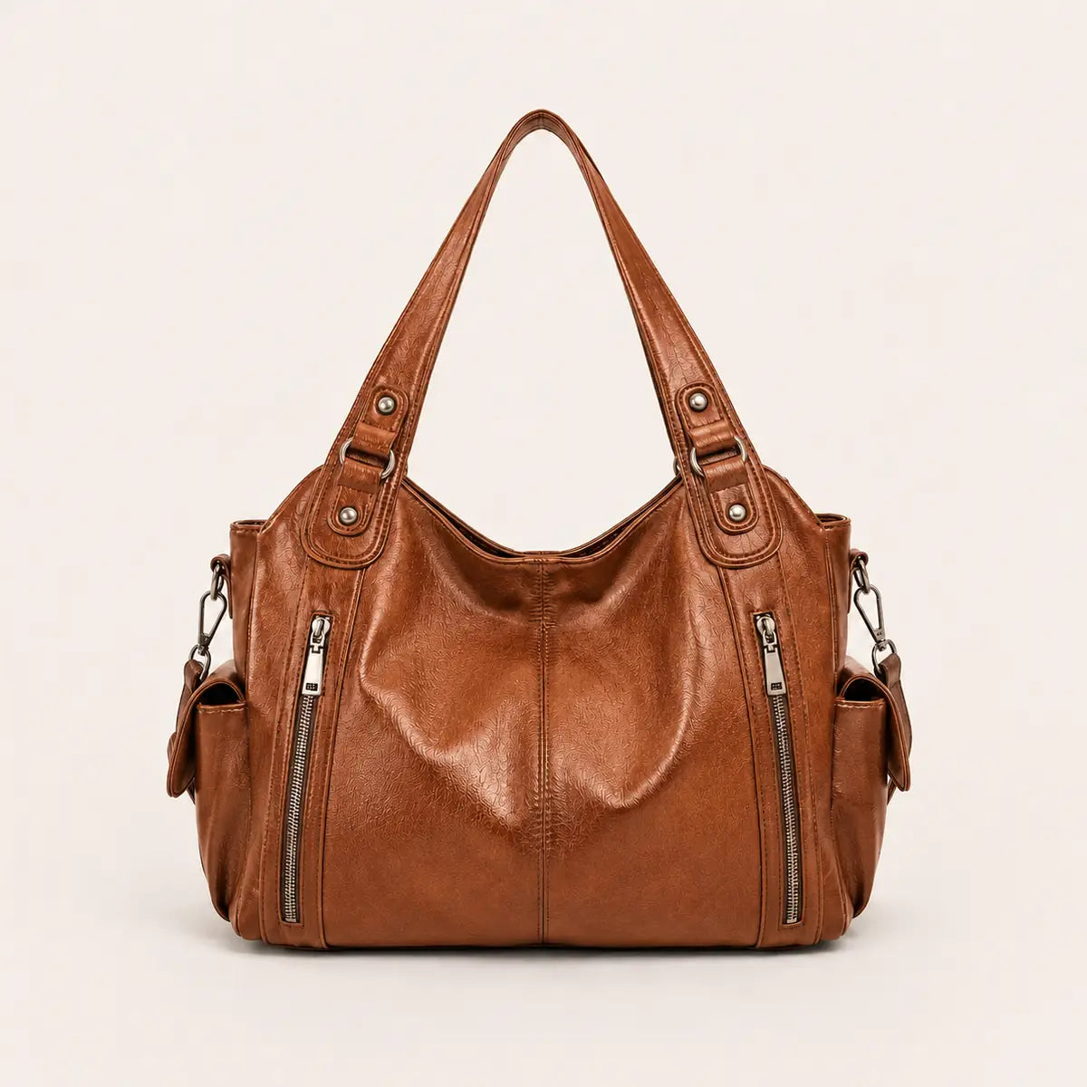 Sac cabas simili-cuir bicolore bandoulière femme