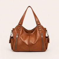 Sac cabas simili-cuir bicolore bandoulière femme