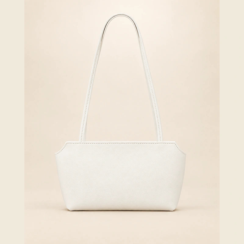 Mini sac cabas cuir grainé femme blanc, vue de face