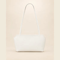 Mini sac cabas cuir grainé femme blanc, vue de face