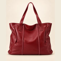 Sac cabas cuir grand format femme bordeaux, vue de face