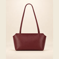 Mini sac cabas cuir grainé femme bordeaux, vue de face