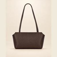 Mini sac cabas cuir grainé femme café, vue de face