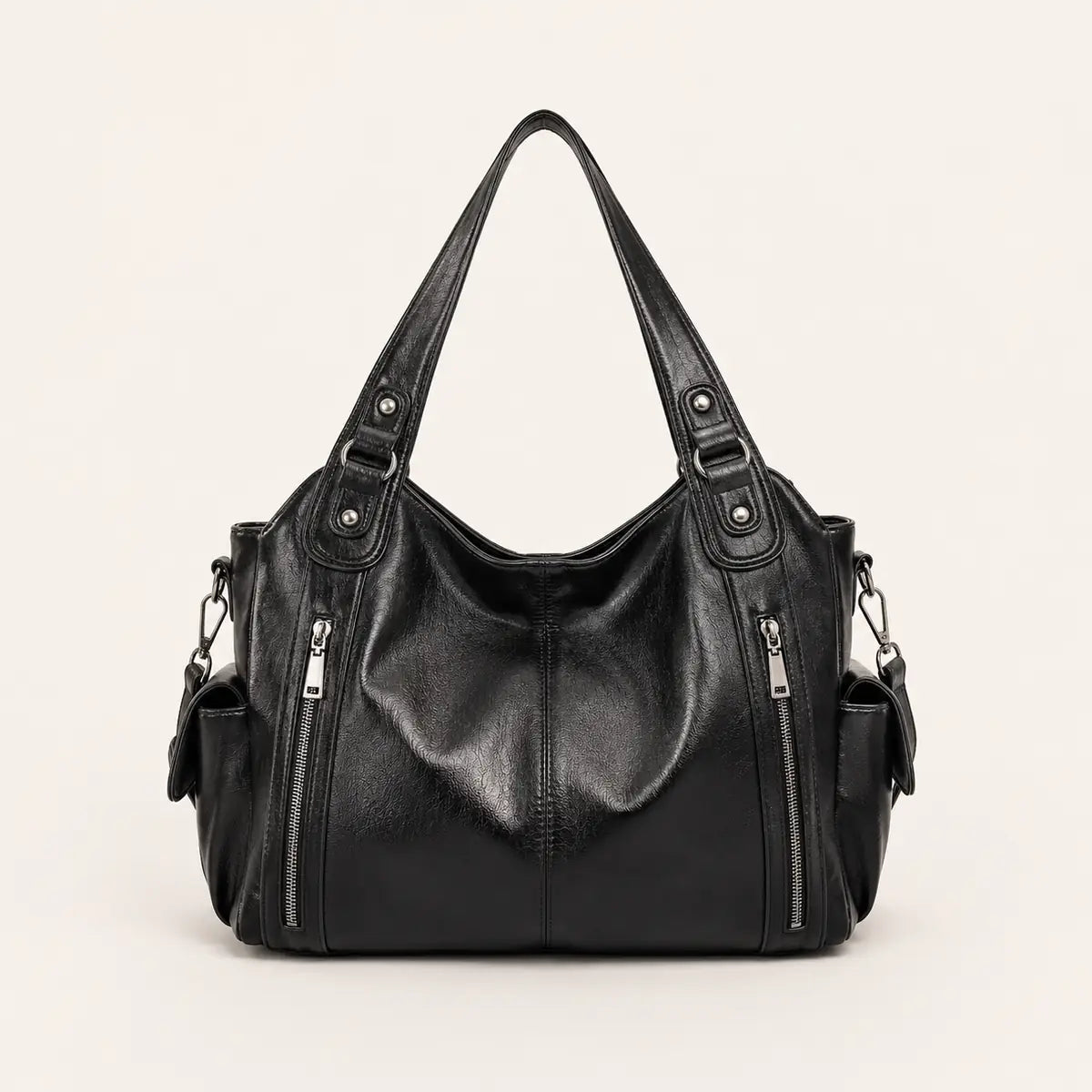 Sac cabas simili-cuir bicolore bandoulière femme