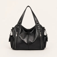 Sac cabas simili-cuir bicolore bandoulière femme