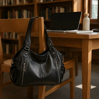 Sac cabas simili-cuir bicolore bandoulière femme