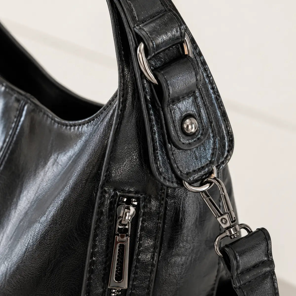Sac cabas simili-cuir bicolore bandoulière femme