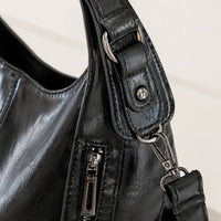 Sac cabas simili-cuir bicolore bandoulière femme