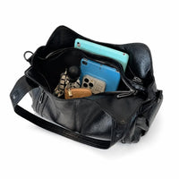 Sac cabas simili-cuir bicolore bandoulière femme