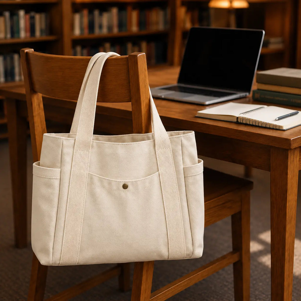 Sac cabas toile canvas grand format femme en coloris blanc
