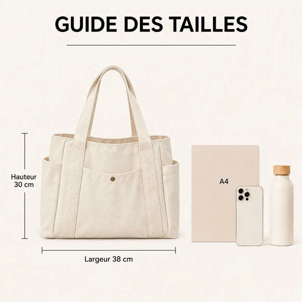 Sac cabas toile canvas grand format femme en coloris noir