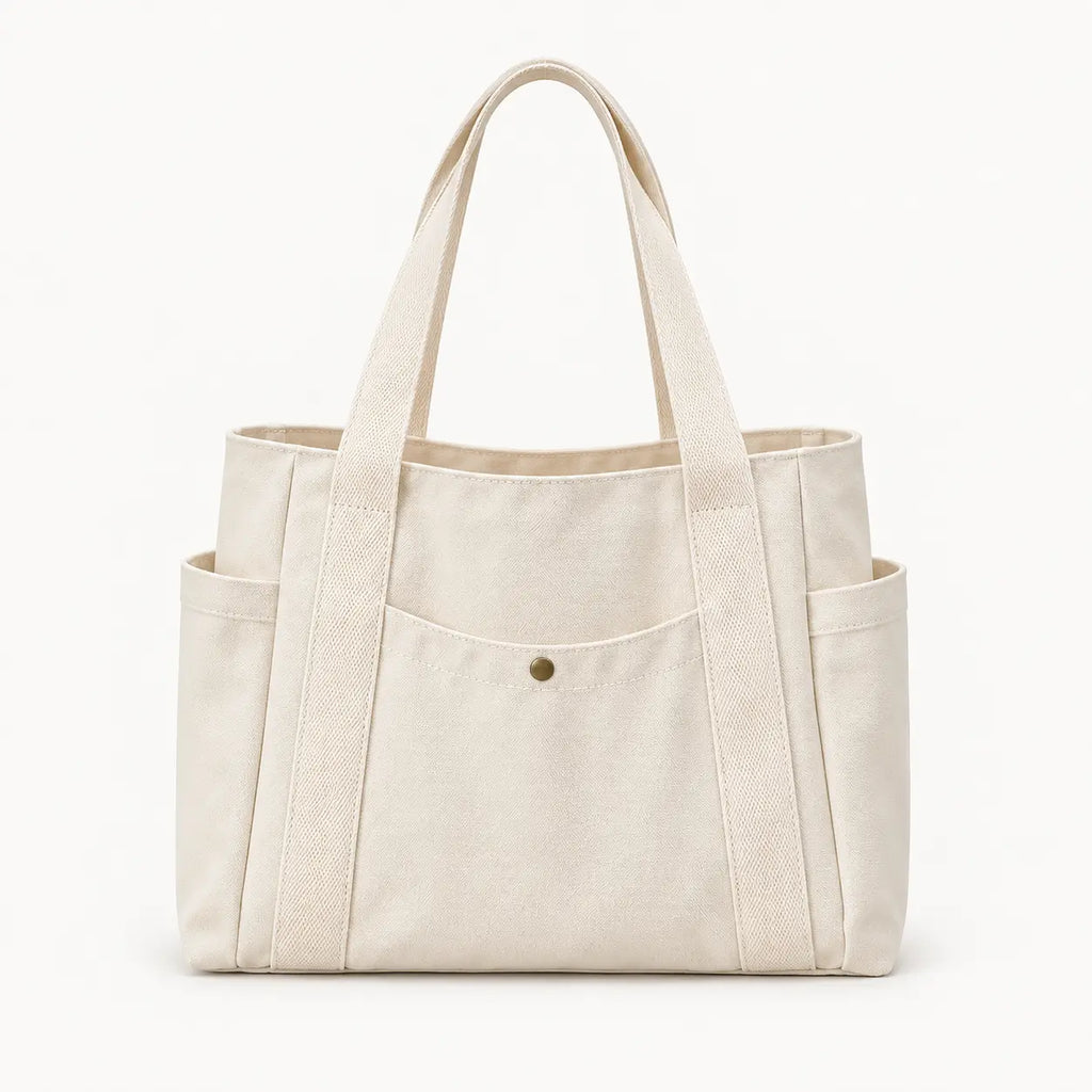 Sac cabas toile canvas grand format femme, coloris blanc et noir