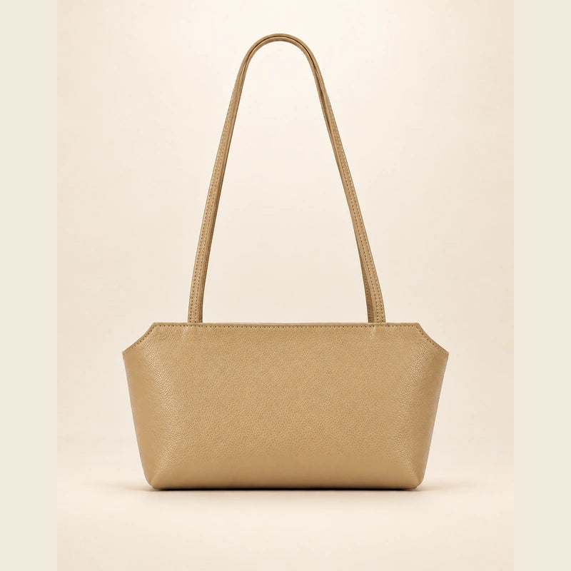 Mini sac cabas cuir grainé femme kaki, vue de face
