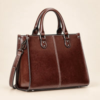 Sac cabas cuir bandoulière femme — marron 04 trois quarts