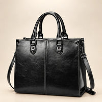 Sac cabas cuir bandoulière femme — noir 01 face