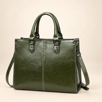 Sac cabas cuir bandoulière femme — vert 01 face