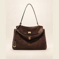Sac cabas daim doublure cuir femme — cafe grand 01 face