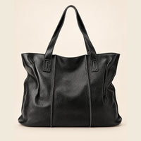 Sac cabas cuir grand format femme noir, vue de face