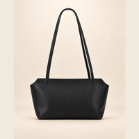 Mini sac cabas cuir grainé femme noir, vue de face