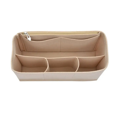 Organisateur de sac beige — vue de face sur fond blanc