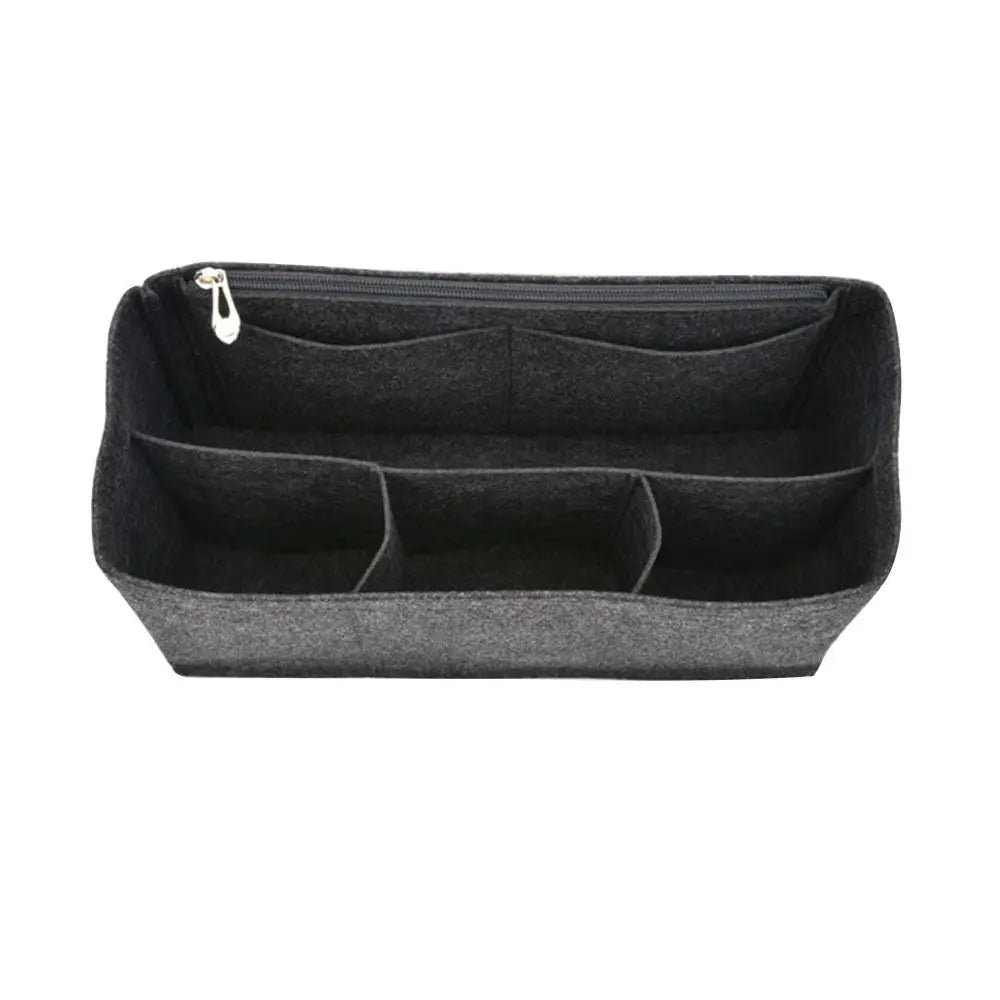 Organisateur de sac gris — vue de face sur fond blanc