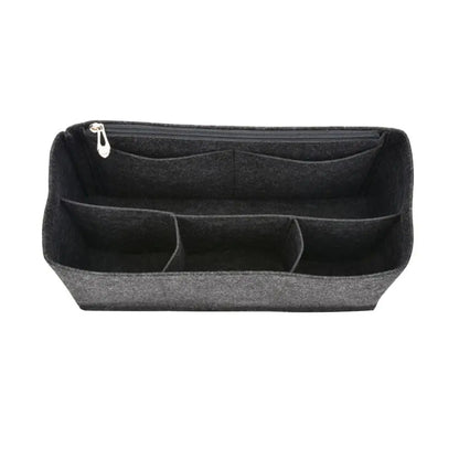 Organisateur de sac gris — vue de face sur fond blanc