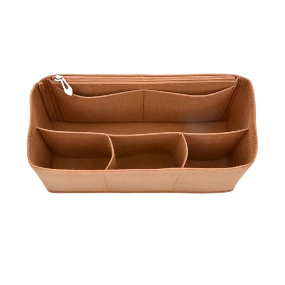 Organisateur de sac marron — vue de face sur fond blanc