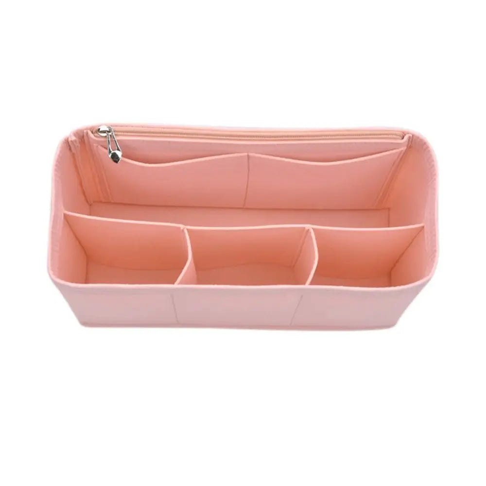 Organisateur de sac rose — vue de face sur fond blanc
