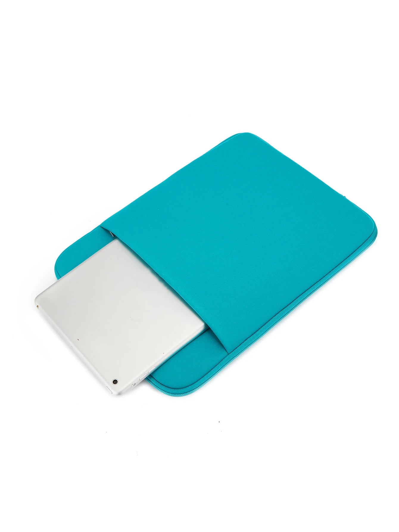 Pochette d'ordinateur bleue — vue de profil fermeture
