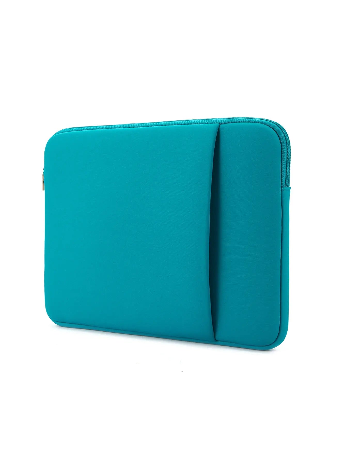 Pochette d'ordinateur bleue — vue de face sur fond blanc