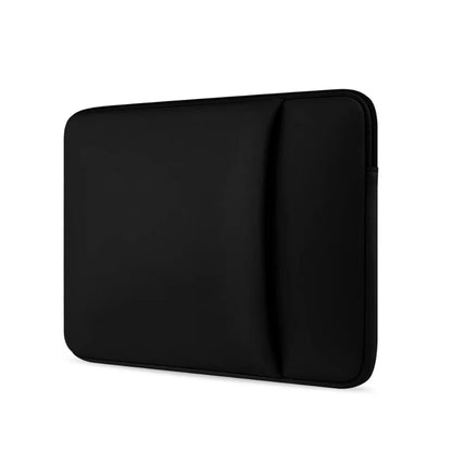 Pochette d'ordinateur noire — vue de face sur fond blanc