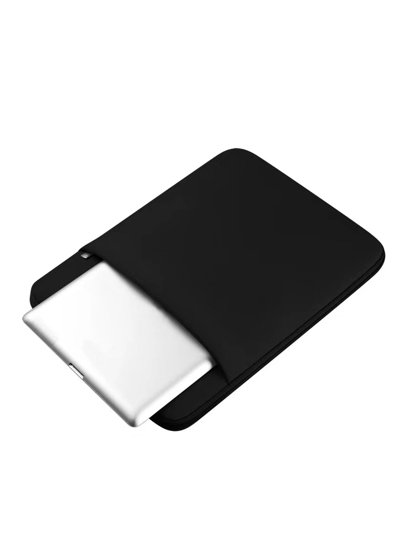 Pochette d'ordinateur noire — vue de profil fermeture