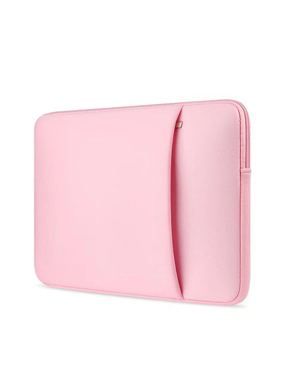 Pochette d'ordinateur rose — vue de face sur fond blanc