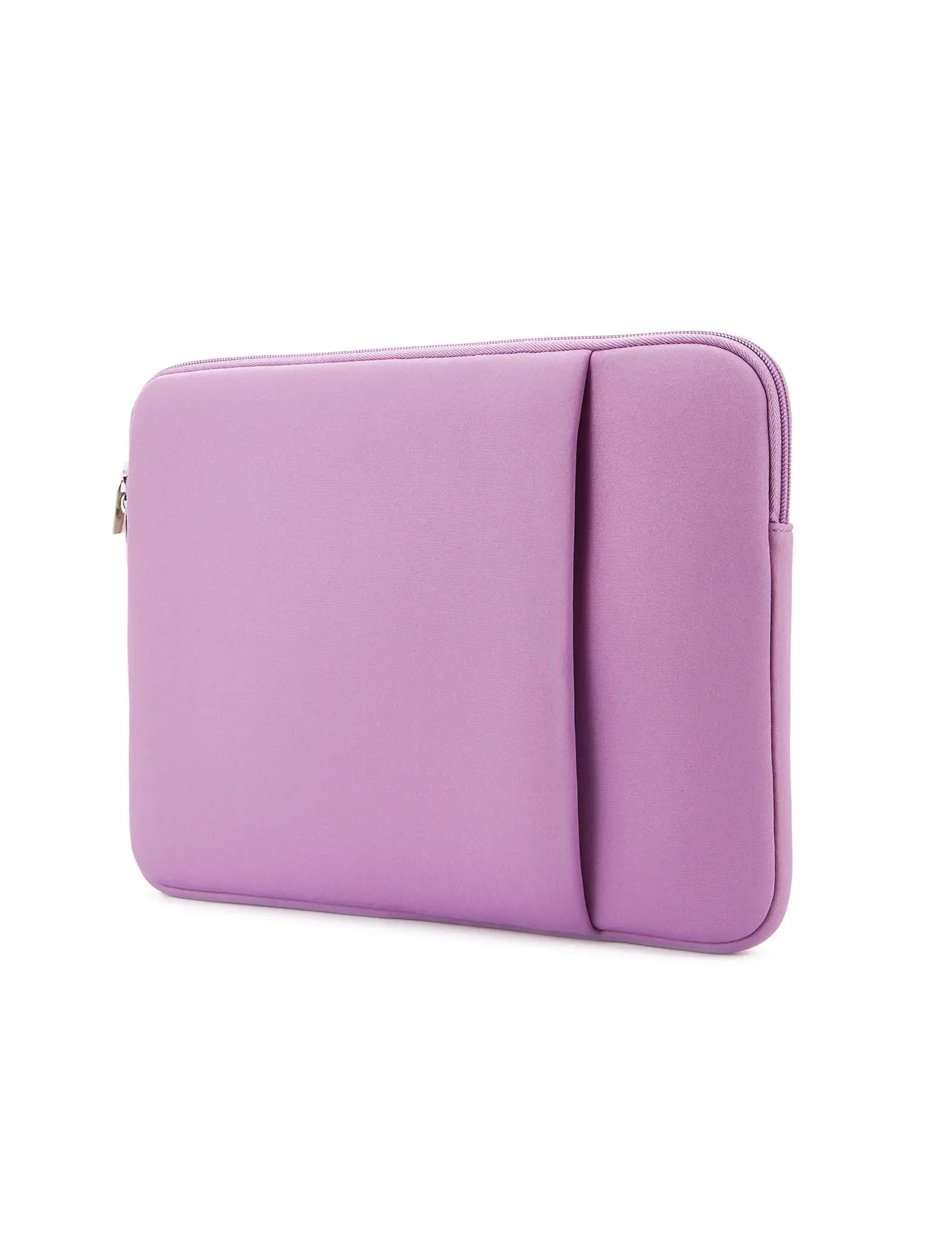 Pochette d'ordinateur violette — vue de face sur fond blanc